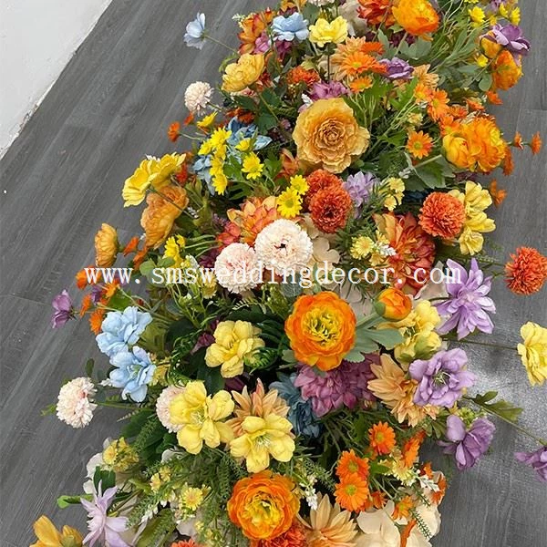 blue and yellow wedding flower arrangements
