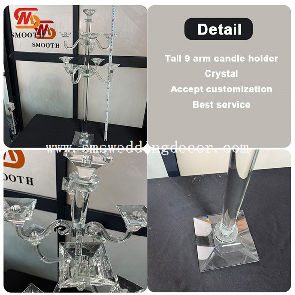 crystal cluster round glass candelabra